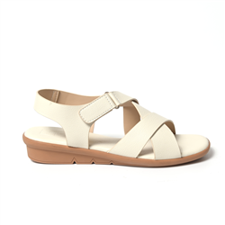 Sandal 3 Phân Đan Chéo Trắng Kem
