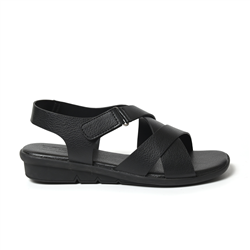 Sandal 3 Phân Đan Chéo Đen