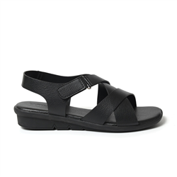 Sandal 3 Phân Đan Chéo Đen