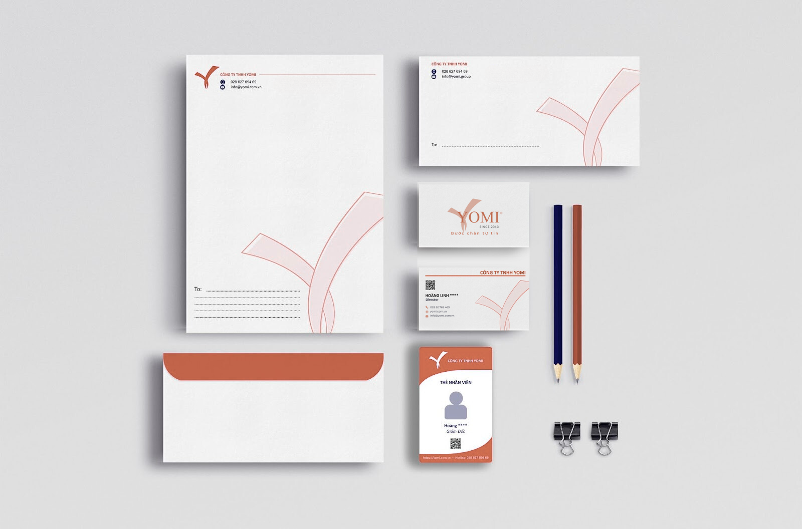 Mockup tổng thể bộ nhận diện YOMI