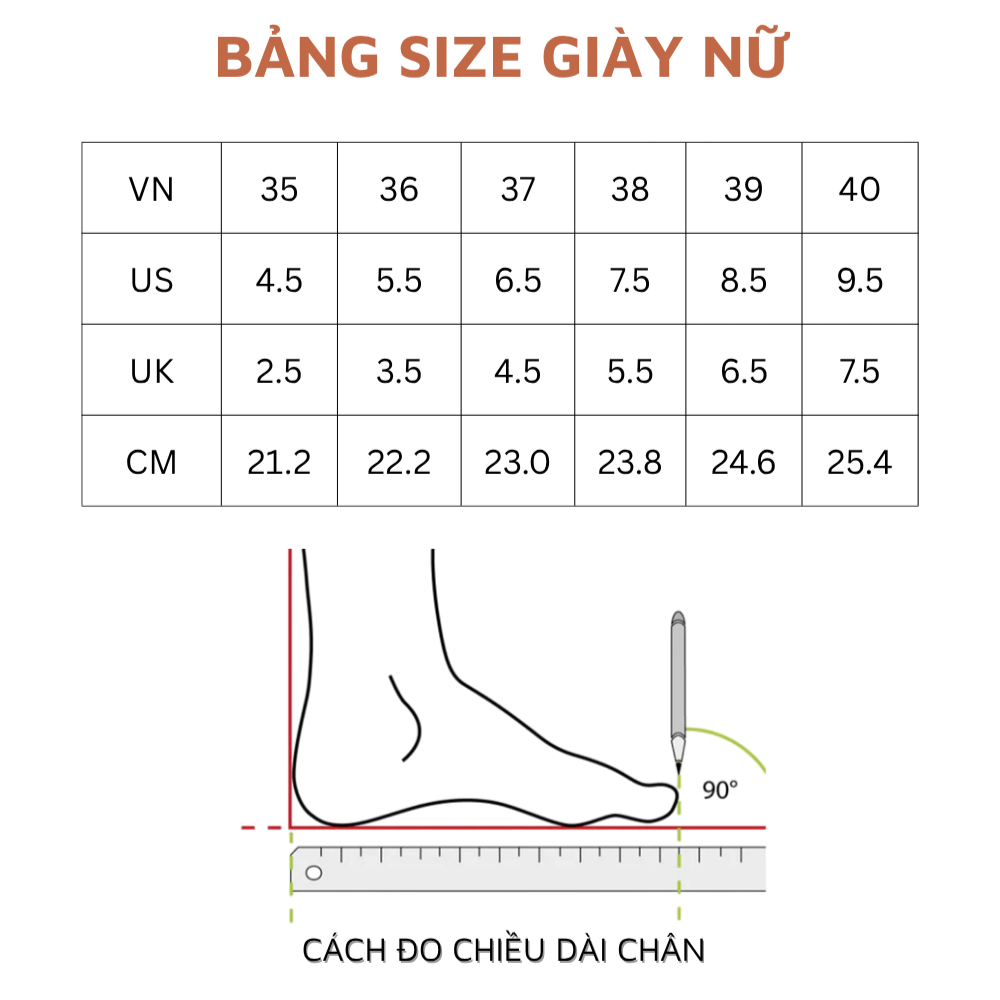 Hướng dẫn chọn size giày nữ YOMI
