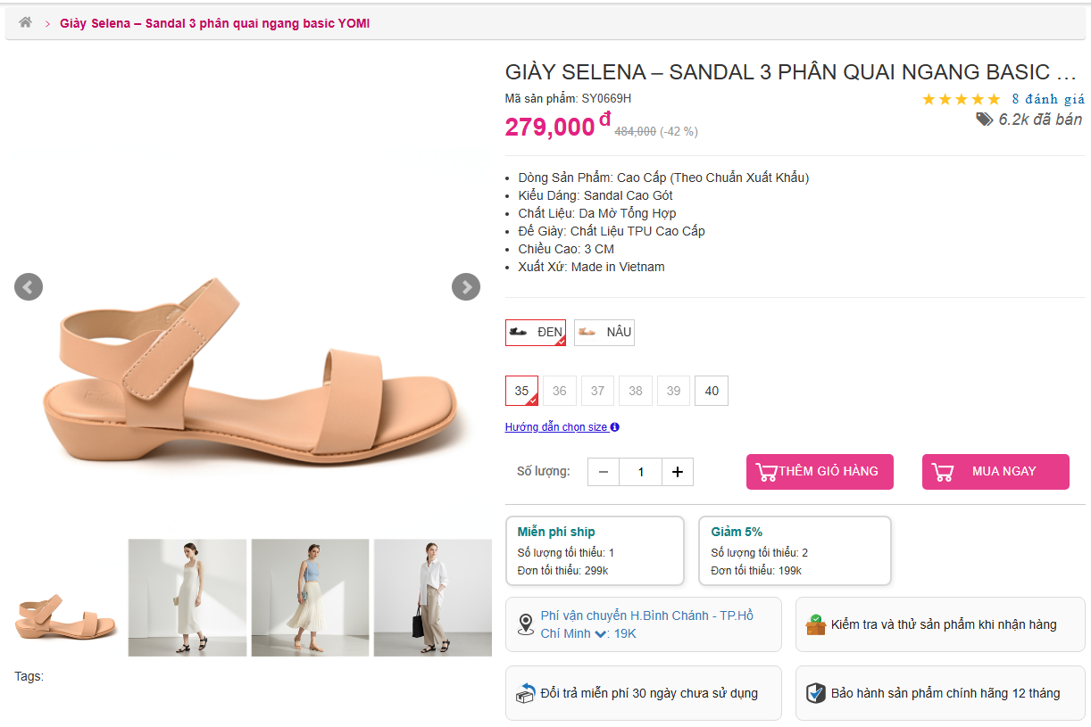 Chọn sản phẩm và thuộc tính sản phẩm YOMI